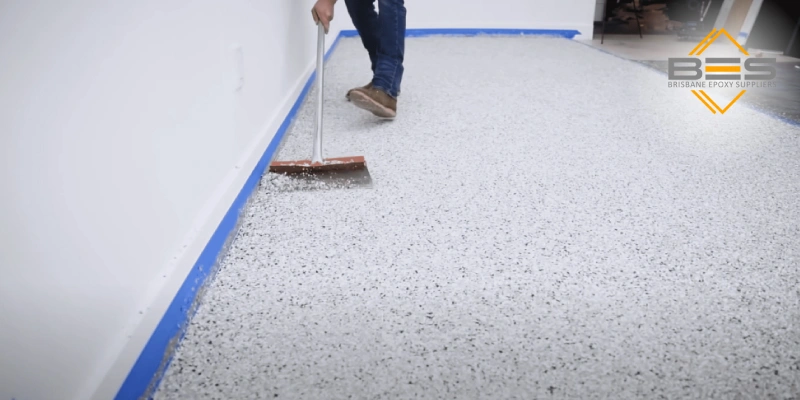 Applying epoxy flakes